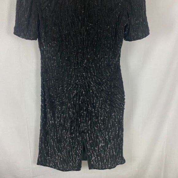 Lawrence Kazar Vintage 80's Black Silk Sequin Dress Women's Medium. - Picture 10 of 14